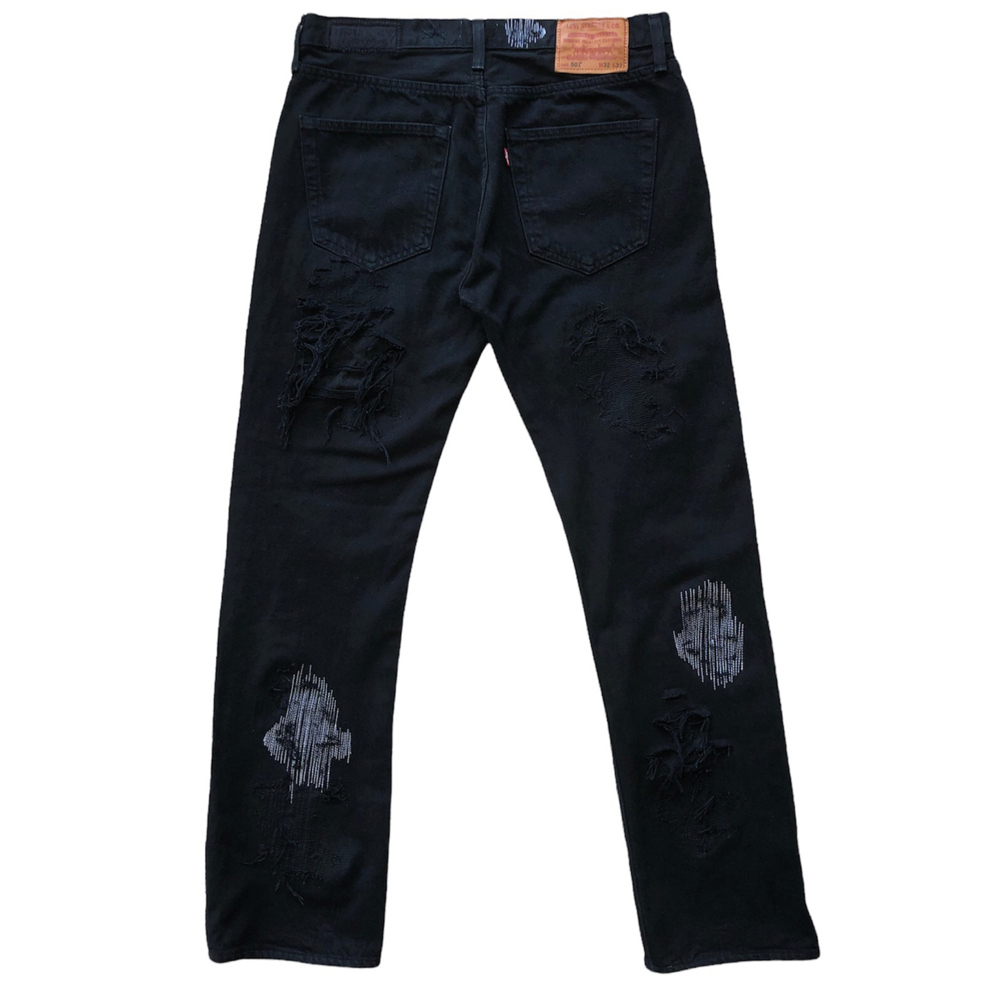 Black distressed levis hotsell